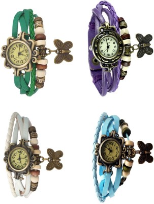 NS18 Vintage Butterfly Rakhi Combo of 4 Green, White, Purple And Sky Blue Analog Watch  - For Women   Watches  (NS18)