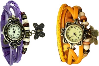 NS18 Vintage Butterfly Rakhi Watch Combo of 2 Purple And Yellow Analog Watch  - For Women   Watches  (NS18)