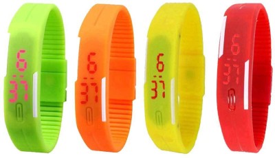 NS18 Silicone Led Magnet Band Watch Combo of 4 Green, Orange, Yellow And Red Digital Watch  - For Couple   Watches  (NS18)