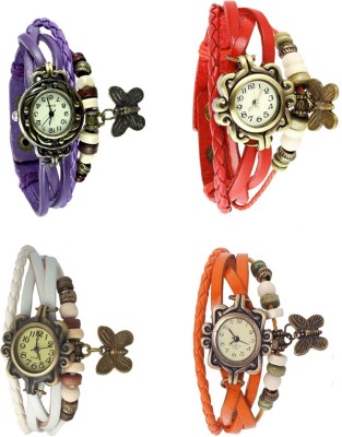 NS18 Vintage Butterfly Rakhi Combo of 4 Purple, White, Red And Orange Analog Watch  - For Women   Watches  (NS18)