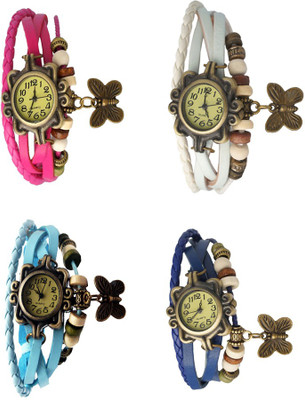 

Kissu Vintage Rakhi Combo of 4 Pink, Sky Blue, White And Blue Watch - For Women