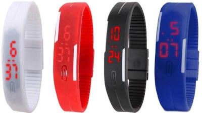 NS18 Silicone Led Magnet Band Combo of 4 White, Red, Black And Blue Digital Watch  - For Boys & Girls   Watches  (NS18)