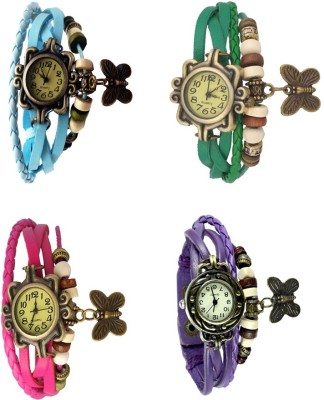 NS18 Vintage Butterfly Rakhi Combo of 4 Sky Blue, Pink, Green And Purple Analog Watch  - For Women   Watches  (NS18)