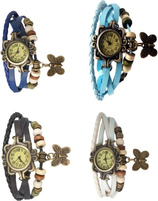 NS18 Vintage Butterfly Rakhi Combo of 4 Blue, Black, Sky Blue And White Analog Watch  - For Women   Watches  (NS18)
