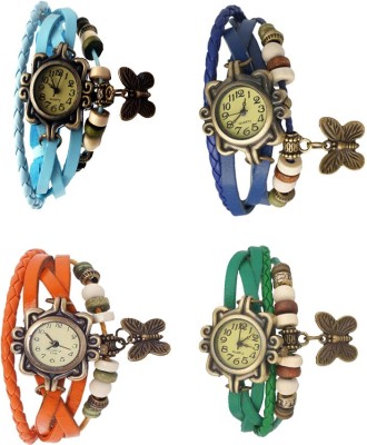 NS18 Vintage Butterfly Rakhi Combo of 4 Sky Blue, Orange, Blue And Green Analog Watch  - For Women   Watches  (NS18)