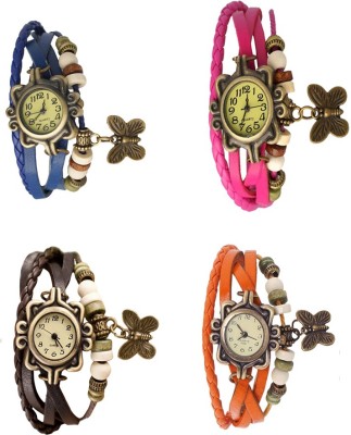NS18 Vintage Butterfly Rakhi Combo of 4 Blue, Brown, Pink And Orange Analog Watch  - For Women   Watches  (NS18)