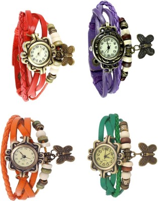 NS18 Vintage Butterfly Rakhi Combo of 4 Red, Orange, Purple And Green Analog Watch  - For Women   Watches  (NS18)