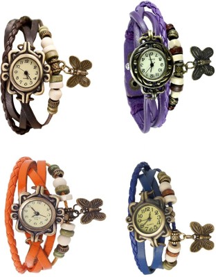 NS18 Vintage Butterfly Rakhi Combo of 4 Brown, Orange, Purple And Blue Analog Watch  - For Women   Watches  (NS18)