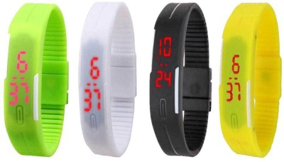 

Kissu Led Magnet Band Combo of 4 Green, White, Black And Yellow Watch - For Men & Women