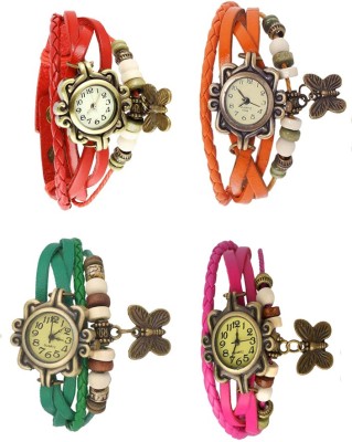 NS18 Vintage Butterfly Rakhi Combo of 4 Red, Green, Orange And Pink Analog Watch  - For Women   Watches  (NS18)