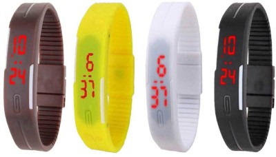 NS18 Silicone Led Magnet Band Combo of 4 Brown, White, Yellow And Black Digital Watch  - For Boys & Girls   Watches  (NS18)