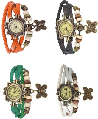 NS18 Vintage Butterfly Rakhi Combo of 4 Orange, Green, Black And White Analog Watch  - For Women   Watches  (NS18)