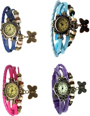 NS18 Vintage Butterfly Rakhi Combo of 4 Blue, Pink, Sky Blue And Purple Analog Watch  - For Women   Watches  (NS18)