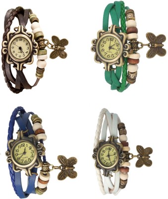NS18 Vintage Butterfly Rakhi Combo of 4 Brown, Blue, Green And White Analog Watch  - For Women   Watches  (NS18)