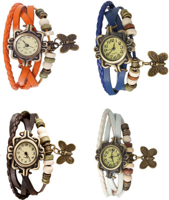 

NS18 Vintage Butterfly Rakhi Combo of 4 Orange, Brown, Blue And White Watch - For Women