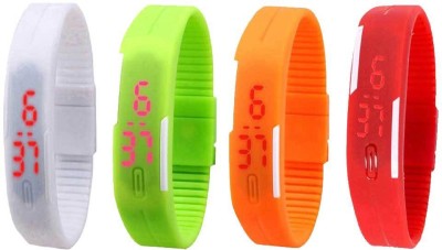 NS18 Silicone Led Magnet Band Watch Combo of 4 White, Green, Orange And Red Digital Watch  - For Couple   Watches  (NS18)