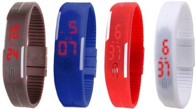 NS18 Silicone Led Magnet Band Combo of 4 Brown, Blue, Red And White Digital Watch  - For Boys & Girls   Watches  (NS18)