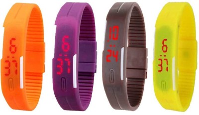NS18 Silicone Led Magnet Band Combo of 4 Orange, Purple, Brown And Yellow Digital Watch  - For Boys & Girls   Watches  (NS18)