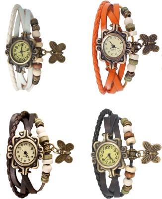 NS18 Vintage Butterfly Rakhi Combo of 4 White, Brown, Orange And Black Analog Watch  - For Women   Watches  (NS18)