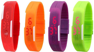 

Kissu Led Magnet Band Combo of 4 Red, Orange, Purple And Green Watch - For Men & Women