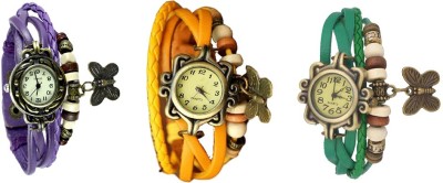 NS18 Vintage Butterfly Rakhi Watch Combo of 3 Purple, Yellow And Green Analog Watch  - For Women   Watches  (NS18)