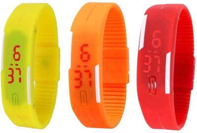 NS18 Silicone Led Magnet Band Combo of 3 Yellow, Orange And Red Digital Watch  - For Boys & Girls   Watches  (NS18)