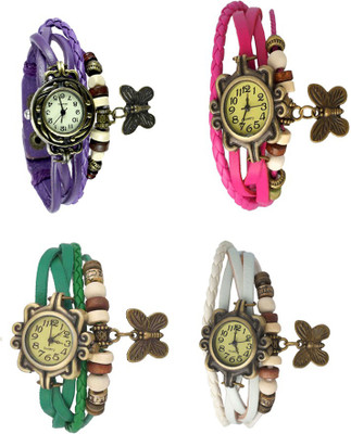 

NS18 Vintage Butterfly Rakhi Combo of 4 Purple, Green, Pink And White Watch - For Women