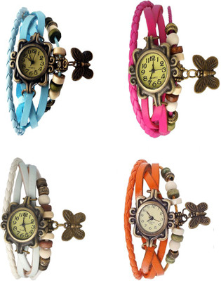 

NS18 Vintage Butterfly Rakhi Combo of 4 Sky Blue, White, Pink And Orange Watch - For Women