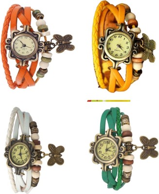 NS18 Vintage Butterfly Rakhi Combo of 4 Orange, White, Yellow And Green Analog Watch  - For Women   Watches  (NS18)