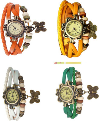

Kissu Vintage Rakhi Combo of 4 Orange, White, Yellow And Green Watch - For Women