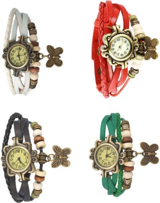 NS18 Vintage Butterfly Rakhi Combo of 4 White, Black, Red And Green Analog Watch  - For Women   Watches  (NS18)