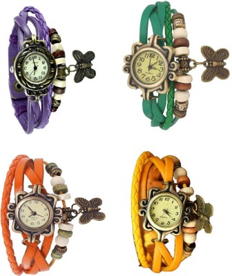 NS18 Vintage Butterfly Rakhi Combo of 4 Purple, Orange, Green And Yellow Analog Watch  - For Women   Watches  (NS18)