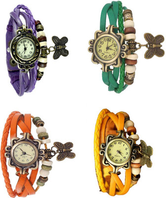 

Kissu Vintage Rakhi Combo of 4 Purple, Orange, Green And Yellow Watch - For Women