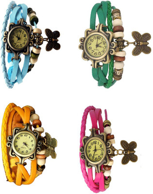 

NS18 Vintage Butterfly Rakhi Combo of 4 Sky Blue, Yellow, Green And Pink Watch - For Women