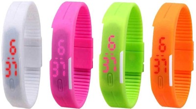 NS18 Silicone Led Magnet Band Combo of 4 White, Pink, Green And Orange Digital Watch  - For Boys & Girls   Watches  (NS18)