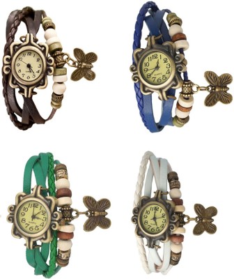 NS18 Vintage Butterfly Rakhi Combo of 4 Brown, Green, Blue And White Analog Watch  - For Women   Watches  (NS18)