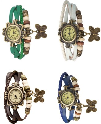 NS18 Vintage Butterfly Rakhi Combo of 4 Green, Brown, White And Blue Analog Watch  - For Women   Watches  (NS18)