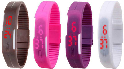 

Kissu Led Magnet Band Combo of 4 Brown, Pink, Purple And White Watch - For Men & Women