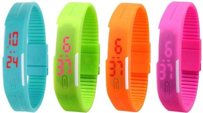 NS18 Silicone Led Magnet Band Combo of 4 Sky Blue, Green, Orange And Pink Digital Watch  - For Boys & Girls   Watches  (NS18)