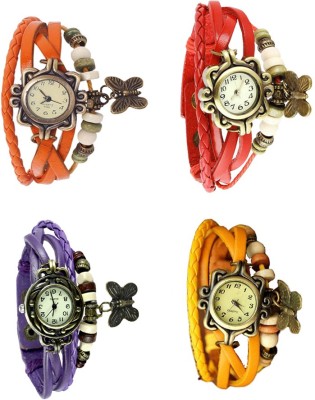 NS18 Vintage Butterfly Rakhi Combo of 4 Orange, Purple, Red And Yellow Analog Watch  - For Women   Watches  (NS18)