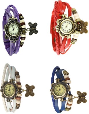 NS18 Vintage Butterfly Rakhi Combo of 4 Purple, White, Red And Blue Analog Watch  - For Women   Watches  (NS18)