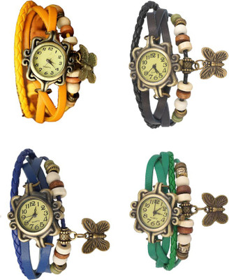 

NS18 Vintage Butterfly Rakhi Combo of 4 Yellow, Blue, Black And Green Watch - For Women