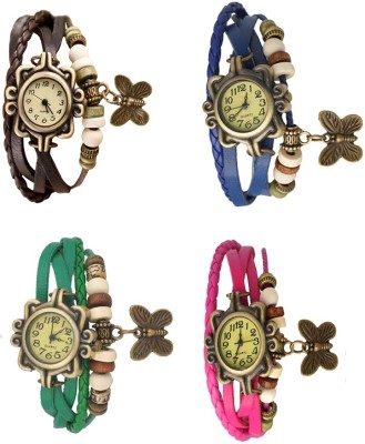 NS18 Vintage Butterfly Rakhi Combo of 4 Brown, Green, Blue And Pink Analog Watch  - For Women   Watches  (NS18)