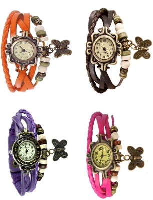 NS18 Vintage Butterfly Rakhi Combo of 4 Orange, Purple, Brown And Pink Analog Watch  - For Women   Watches  (NS18)