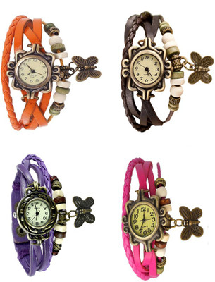 

Kissu Vintage Rakhi Combo of 4 Orange, Purple, Brown And Pink Watch - For Women