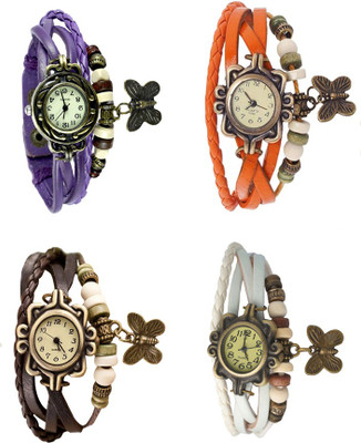 

Kissu Vintage Rakhi Combo of 4 Purple, Brown, Orange And White Watch - For Women