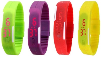 NS18 Silicone Led Magnet Band Combo of 4 Green, Purple, Red And Yellow Digital Watch  - For Boys & Girls   Watches  (NS18)