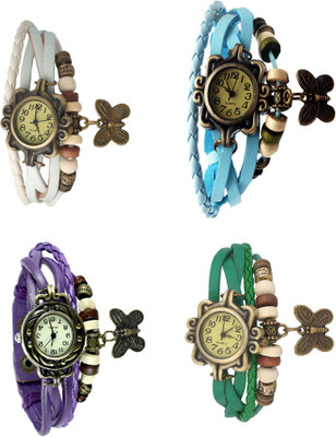 

NS18 Vintage Butterfly Rakhi Combo of 4 White, Purple, Sky Blue And Green Watch - For Women
