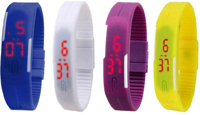 

Kissu Led Magnet Band Combo of 4 Blue, White, Purple And Yellow Watch - For Men & Women
