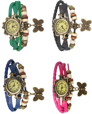 NS18 Vintage Butterfly Rakhi Combo of 4 Green, Blue, Black And Pink Analog Watch  - For Women   Watches  (NS18)